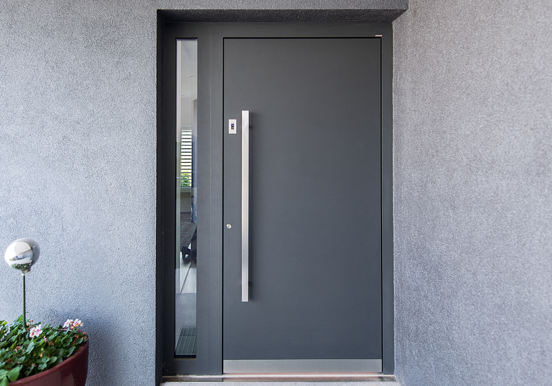 Internorm entrance door featuring smart innovation fingerprint scanner.